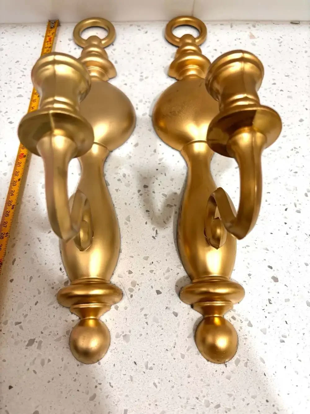 Syroco Gold Plastic Wall Sconce Candle Holders Model 4189, Pair - Picture 2 of 3